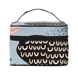 HAICOM BrilliantYAN Make-up-Tasche, groß, bedruckt, Reise-Kosmetiktasche mit Reißverschluss, für Damen und Make-up-Künstler, tragbare, quadratische Tasche, Robbenwal-Oktopus-Fisch, Einheitsgröße von HAICOM