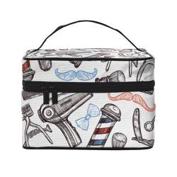 HAICOM Make-up-Tasche, Organizer, große Flip-Flops, Kalligraphie, Strandschuhe, bedruckte Reise-Kosmetiktasche mit Reißverschluss für Damen und Make-up-Künstler, tragbare quadratische Tasche, Muster von HAICOM