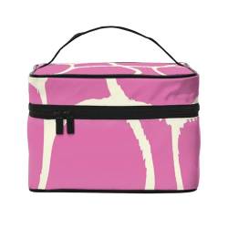 HAICOM Make-up-Tasche, Organizer, große Strandmuscheln, Seestern, Sanddruck, Reise-Kosmetiktasche mit Reißverschluss, für Damen und Make-up-Künstler, tragbare quadratische Tasche, Textur Giraffe rosa, von HAICOM