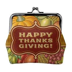 Happy Thanksgiving Münzgeldbörse, Leder-Münzgeldbörse für Damen und Herren, persönliche kleine Münztasche, niedliche Münztasche mit Kussschloss, Happy Thanksgiving, Einheitsgröße, Niedlich von HAICOM