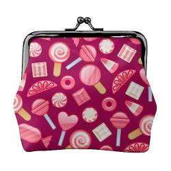 Pink Candy Münzgeldbörse, Leder-Münzgeldbörse für Damen und Herren, persönliche kleine Münztasche, niedliches Münzfach mit Kussschloss, Pink Candy, Einheitsgröße, Niedlich von HAICOM