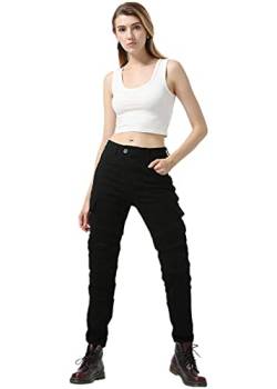 HAIFEI Damen Motorradhose Jeans,Damen Cargo Hose,Motorrad-Jeans Für Damen,mit Protektoren,Bruchsichere Rennhose (AW01,S) von HAIFEI