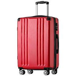 HAINEW Trolley Koffer Reisekoffer von ABS Hartschalen Trolley 4 Rollen Koffer mit TSA Zollschloss (Rot, L - 76.5×50.5×31.5 cm) von HAINEW