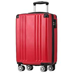 HAINEW Trolley Koffer Reisekoffer von ABS Hartschalen Trolley 4 Rollen Koffer mit TSA Zollschloss (Rot, S - 56.5×37.5×22.5 cm) von HAINEW