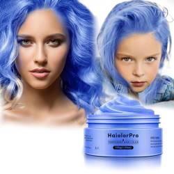 HaiolorPro Blau Temporäre Haarfarbe Auswaschbar, Haarfarbe Wachs für Männer und Frauen, Haarmascara für Partys oder Cosplay, Haarfärbeprodukte ohne Unordnung (Blau) von HAIOLORPRO