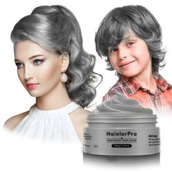 HaiolorPro Silbergrau Temporäre Haarfarbe Auswaschbar, Haarfarbe Wachs für Männer und Frauen, Haarmascara für Partys oder Cosplay, Haarfärbeprodukte ohne Unordnung (Silbergrau） von HAIOLORPRO