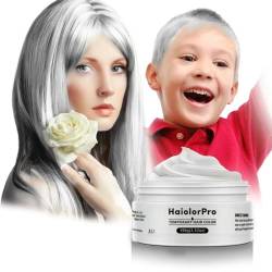 HaiolorPro Weiss Temporäre Haarfarbe Auswaschbar, Haarfarbe Wachs für Männer und Frauen, Haarmascara für Partys oder Cosplay, Haarfärbeprodukte ohne Unordnung (Weiss） von HAIOLORPRO