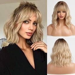 HAIRCUBE Kurze Charming Bob mit Bangs Perücken für Frau Natur Hitzebeständige Synthetische Faser Party/Cosplay/Kostüm/Tägliche Perücke (dunkelgrün) von HAIRCUBE