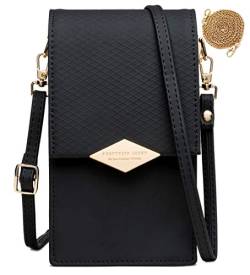 HAIWILL Handy Umhängetasche Leder Kleine Crossbody Geldbörse Mini Handytasche zum Umhängen Handy Tasche für iPhone 12/11/XR/Xs, Samsung Galaxy S10/S9/S8, Handy bis zu 6.5'' (2021 Schwarz) von HAIWILL