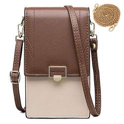 Handy Umhängetasche Leder Handytasche Kleine Crossbody Geldbörse Mini Handytasche zum Umhängen Handy Tasche für iPhone 11 Pro/11/Xs Max/XR/Xs, Samsung Galaxy S10/S9/S8/S7, Handy bis zu 6.5'' (Braun-2) von HAIWILL