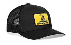 HAKA Dont Tread on Me Hat - Gadsden Flag Trucker Hut Baseball Cap für Damen & Herren Snapback Verstellbare Golfmütze, Gelber Aufnäher, schwarzer Hut, Einheitsgröße von HAKA