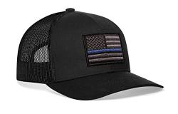 Thin Blue Line Hat - Blue Line Trucker Hat Baseball Cap Polizei Snapback Golf Hat, schwarz, Einheitsgröße von HAKA