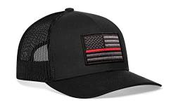 Thin Red Line Hat - Red Line Trucker Hat Baseball Cap Fire Snapback Golf Hat, schwarz, Einheitsgröße von HAKA