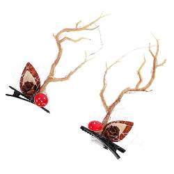 HAKIDZEL 1 Paar Haarnadel Leuchtende Geweihspange Weihnachts-haarspangen Weihnachtsdeko Weihnachtsgeweih Haarspange Haarspangen Aus Elchgeweih Kleines Geweih Ausgabekarte Vliesstoff von HAKIDZEL