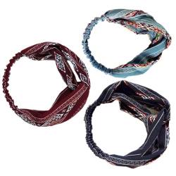 HAKIDZEL 3st Kopfbedeckung Stylische Breite Stirnbänder Headwrap Yoga-stirnbänder Für Frauen Strand Stirnbänder Stirnband Mit Geknoteter Schleife Haarband Fräulein Krawatte Kreuzkopf von HAKIDZEL