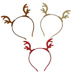 HAKIDZEL 3st Weihnachtskopfbedeckung Elchgeweih-haarbänder Haarschmuck Kleider Für Den Winter Haarspange Mit Schleife Weihnachts-cosplay-kopfbedeckungen Tierhaarreifen Weihnachten Stirnband von HAKIDZEL