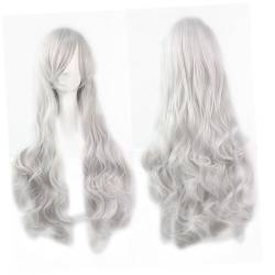 HAKIDZEL 80cm Haarverlängerung Perücke mit gewelltem Haar lockige perücke mit wig with bangs synthetic wig wavy wig perücken lange wellige perücke lange lockige perücke natürlich Weiß von HAKIDZEL