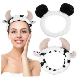 HAKIDZEL Make-up-Stirnband Tier 2 Stk 3D-Stirnband Tierhautpflege-Stirnband Kuh- Tiara -Tier Stirnband zum Waschen des Gesichts dreidimensional Kopfbedeckung Zubehör Korallenvlies von HAKIDZEL