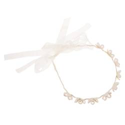 HAKIDZEL Spitzenstirnband Blumenmädchen-Stirnband zur Hochzeit Haarbänder für Mädchen im Teenageralter Tiara Schleife Stirnbänder aus Spitze Band Stirnband Farbe Milchtee Kopfbedeckung von HAKIDZEL