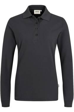 HAKRO 215 Regular Fit Damen Longsleeve Poloshirt karbongrau, Einfarbig von HAKRO