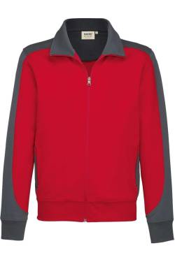 HAKRO 477 Comfort Fit Sweatjacke rot/anthrazit, Zweifarbig von HAKRO