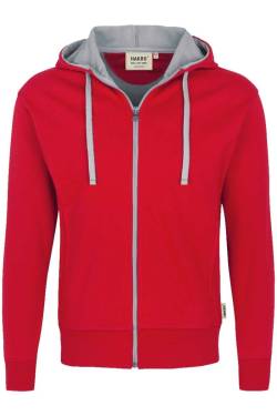 HAKRO Comfort Fit Sweatjacke mit Kapuze rot/silber, Zweifarbig von HAKRO