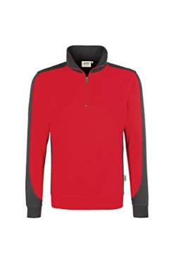 HAKRO Zip Sweatshirt Contrast Performance, HK476-rot, M von HAKRO