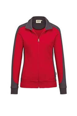 Hakro Damen-Sweatjacke Contrast Performance, HK277-rot, M von HAKRO