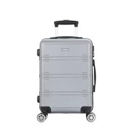 HALAHAI Koffer Gepäck Reisekoffer Spinner-Gepäck Für Damen, Handgepäck, Höhenverstellbarer Griff Für Geschäftsreisen Und Reisen Rollkoffer Trolley Koffer (Color : Silver, Size : 24in) von HALAHAI