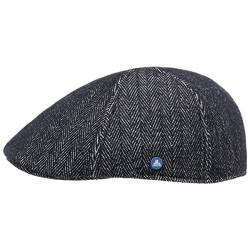 HAMMABURG New Herringbone Flatcap Schirmmütze Schiebermütze Herren - mit Schirm, Futter, Futter Herbst-Winter - S (54-55 cm) dunkelblau von HAMMABURG