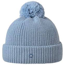 HAMMABURG Wollmütze mit Umschlag und Bommel Damen/Herren - Made IN Italy - Strickmütze aus 100% Wolle - Einfarbige Beanie - One Size (55-59 cm) - Umschlagmütze Herbst/Winter hellblau One Size von HAMMABURG