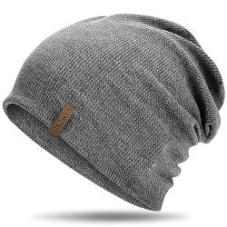 HAMUNI Mütze Damen Dünne Mütze Herren - Slouch Beanie Mütze - Leicht Weich Chemo Mütze - Atmungsaktiv Long Beanie - Elastisch Mütze - Ideale Beanie Mütze für Alle Jahreszeiten (Dunkelgrau) von HAMUNI