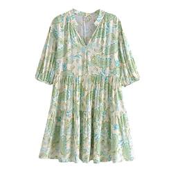 Vintage Paisley Print Tunika Kleid V Ausschnitt Halbe Ärmel Lose Stil Bohemian Vestidos Sommer Frauen Kleid, EN8, L von HAN HONG