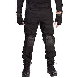 HAN·WILD Taktische Hose mit Knieschützern, Multicam-Hose, Combat-Ripstop-Hose, Airsoft-Jagdhose, Schwarz, XXL von HAN·WILD