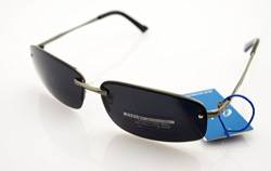 HAND 1302 Stylish Unisex Sonnenbrille - Metall Rahmen - Breite bei Tempeln 136 mm - 100% UV400 Schutz - Metallic Grau Rahmen mit blau grauen Linsen von HAND