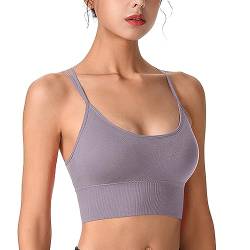 HANERDUN Damen Sport BH Yoga Bra mit Gepolstert Nahtlose Ohne Bügel und gibt Guten Halt Atmungsaktiv Riemchendesign und mittelstarkem für Fitness Lauf Joggen von HANERDUN