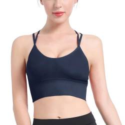 HANERDUN Damen Sport BH Yoga Bra mit Gepolstert Nahtlose Ohne Bügel und gibt Guten Halt Atmungsaktiv Riemchendesign und mittelstarkem für Fitness Lauf Joggen von HANERDUN