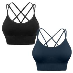 HANERDUN Damen Sport BH Yoga Bra mit Gepolstert Nahtlose Ohne Bügel und gibt Guten Halt Atmungsaktiv Riemchendesign und mittelstarkem für Fitness Lauf Joggen von HANERDUN