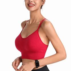 HANERDUN Damen Sport BH Yoga Bra mit Gepolstert Nahtlose Ohne Bügel und gibt Guten Halt Atmungsaktiv Riemchendesign und mittelstarkem für Fitness Lauf Joggen von HANERDUN