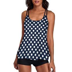 HANERDUN Damen Tankini Badeanzug Zweiteiler Bauchweg Badebekleidung mit Verstellbare Träger Bademode Tank Top mit Padded & Shorts für Urlaub von HANERDUN