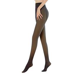 HANERDUN Damen Winterleggings Pantyhose Strumpfhose Winter Thermo Leggings mit Innenfleece Durchscheinend Plüschstrümpfe Black von HANERDUN