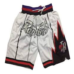 HANJIAJKL Herren Basketball Shorts NBA Raptors Retro Basketball Shorts, Stickerei,Schnelltrocknend Fabric,Atmungsaktive Casual Shorts,Weiß,M von HANJIAJKL