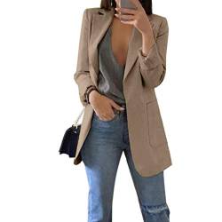 HANMAX Damen Herbst Winter Jacke Outwear Parka Cardigan Schlank Mantel Frauen Elegant Solid Langram Revers Wollmantel Trenchcoat von HANMAX