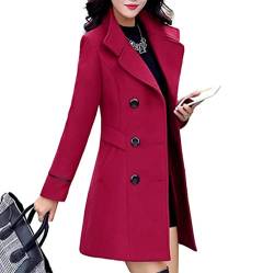 HANMAX Damen Mantel Klassischen Doppelten Breasted Elegantes Langarm Trenchcoat Warm Schlank Windmantel Outwear von HANMAX