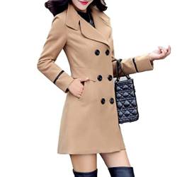 HANMAX Damen Mantel Klassischen Doppelten Breasted Elegantes Langarm Trenchcoat Warm Schlank Windmantel Outwear von HANMAX