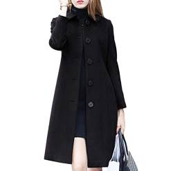 HANMAX Damen Mantel Zweireiher Revers Langarm Lange Wolle Coat Winterjacke von HANMAX