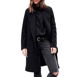 HANMAX Damen Wollmantel Lange Wolljacke mit Reverskragen Wintermantel Frauen Elegant Business Slim Fit Langemantel Warme Winterjacke von HANMAX