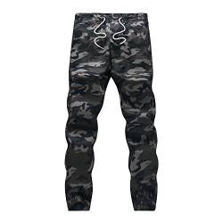 HANQIU Herren-Jogginghose mit Kordelzug, leger, Camouflage, Jogginghose, Sport, Stretch, schmale Passform - Gr�n - Groß von HANQIU