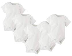 HANS NATUR Baby Body Kurzarm 100% Bio-Baumwolle (kbA) GOTS zertifiziert, Weiß - 5er Set, 50/56 von HANS NATUR