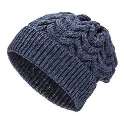 Weiche Damen Alpaka Mütze aus 100% Alpaka Wolle in 6 Farben - Hochwertige Winter Strickmütze/Beanie Wollmütze von HansaFarm, Dunkelblau - HF236, Einheitsgröße von HANSA-FARM